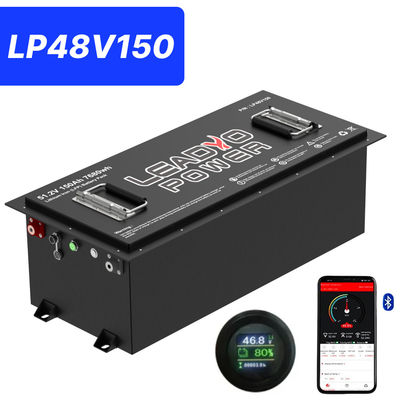 Buon prezzo 48V 150Ah 250Amp 51.2V Bluetooth LiFePO4 Lithium Golf Cart Batteria con LCD rotondo, 5 anni di garanzia in linea